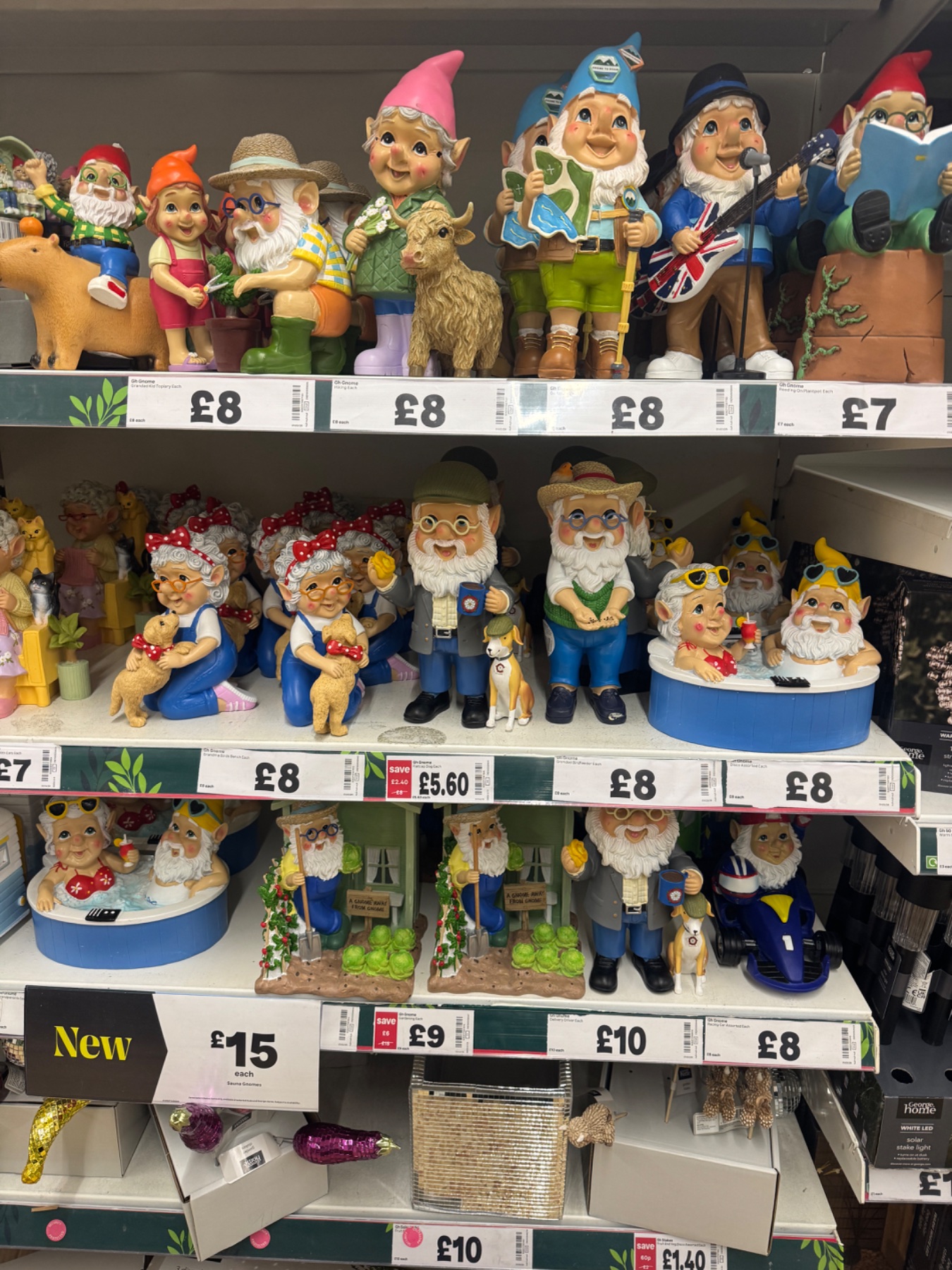Photo captioned: Gnome section of Asda